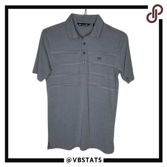 Travis Mathew Small Gray on Gray Striped Golf Polo - Picture 1 of 6